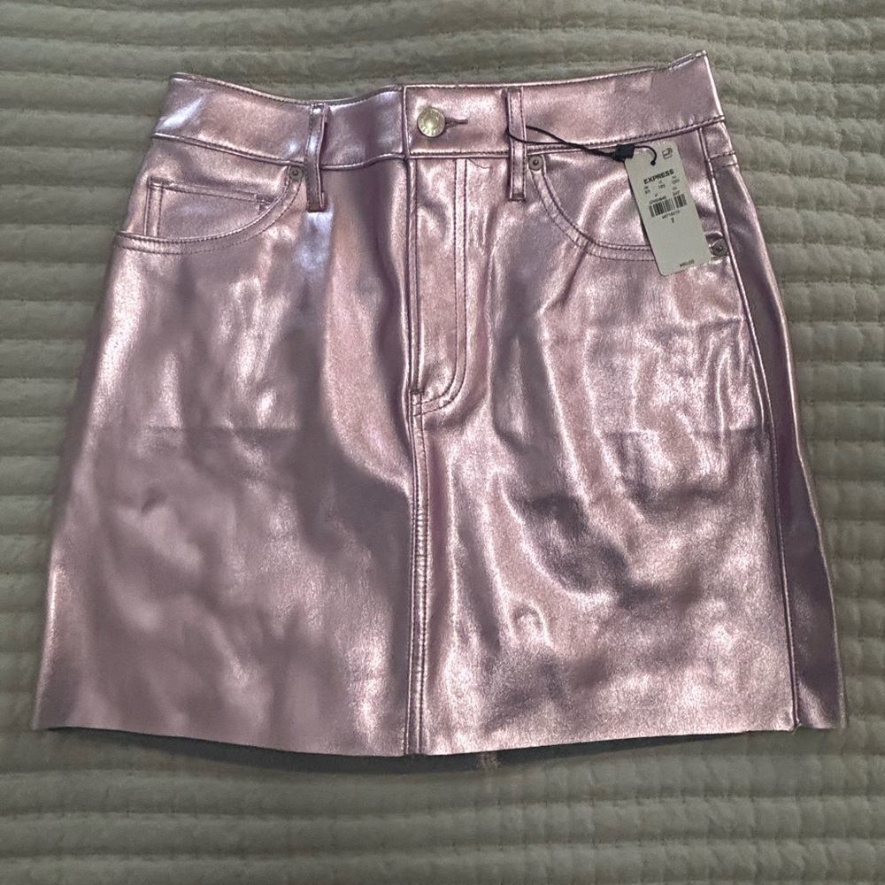Express Shimmering Lavender Mini Skirt
